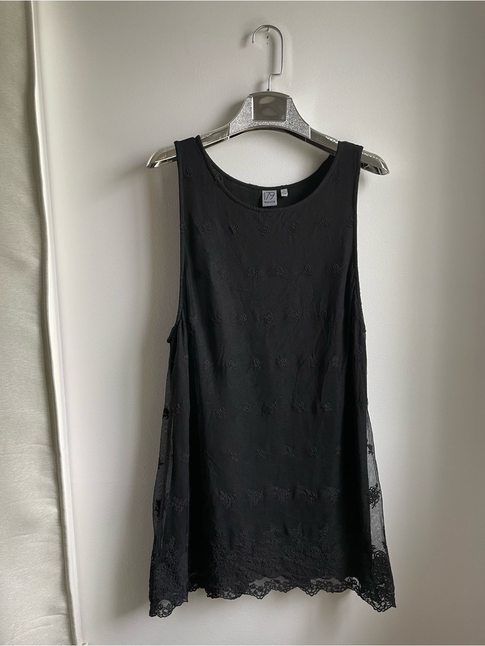 Black Embroidered Tank-Mesh w/Underlayer-Whimsigoth-Steampunk-XL